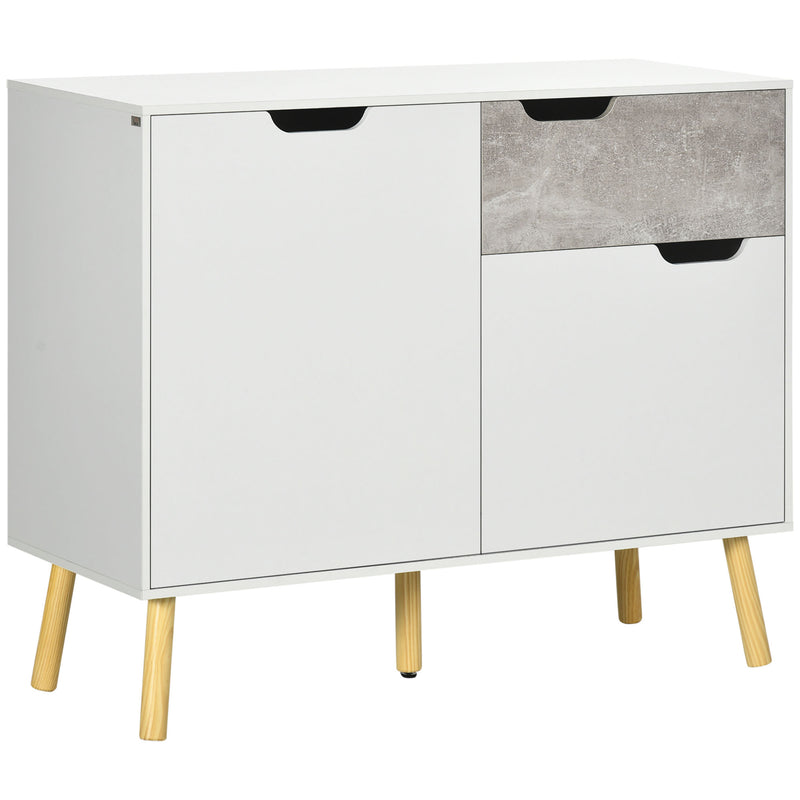 HOMCOM Modern Sideboard Storage Cabinet, Free Standing Accent Cupboard Grey