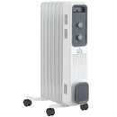 HOMCOM Oil Filled Radiator Seven Fin Portable Heater w/ Three Heat Settings, White