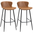 HOMCOM Bar Stools Set of 2, PU Leather Bar Chairs with Back and Steel Legs