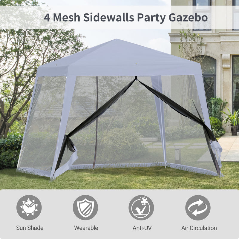 Outsunny 3 x 3 meter Outdoor Gazebo Garden Canopy Tent Sun Shade Event Shelter with Mesh Screen Side Walls, Grey