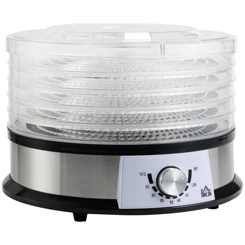 HOMCOM Food Dehydrator 5 Tier 250W - Stainless Steel