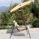 Outsunny 2 Seater Garden Outdoor Swing Chair Lounger Hammock Bench w/ Steel Frame Cushions Adjustable Tilting Canopy Patio Beige