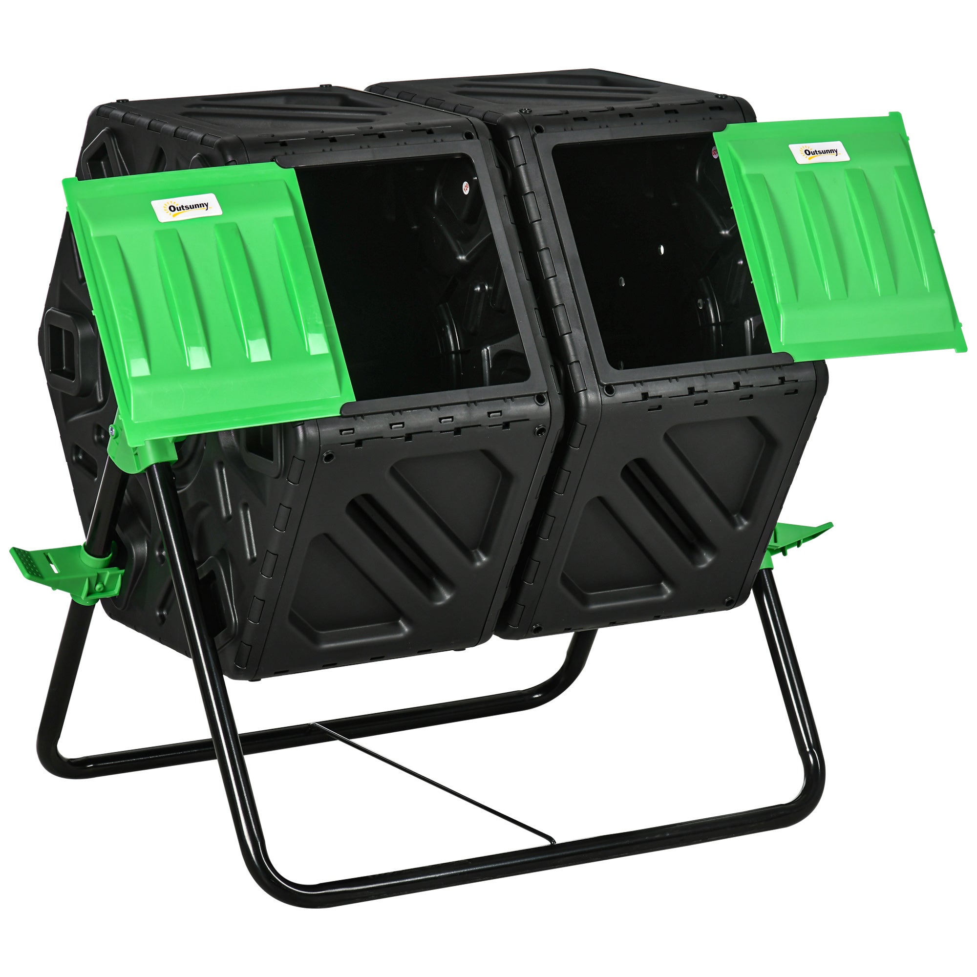 Outsunny 130L Compost Bin Dual Chamber Rotating Composter w/ Ventilati