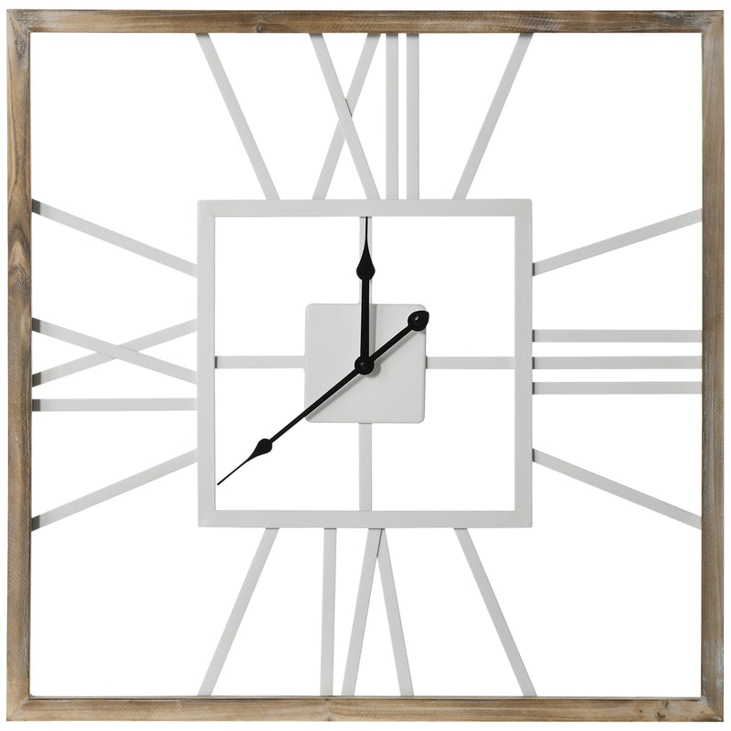 HOMCOM 60cm Silent Large Wall Clock with Roman Numeral, Non Ticking, Distressed