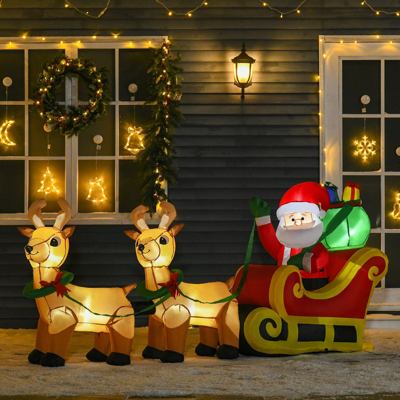 HOMCOM Inflatable Santa Claus On Sleigh