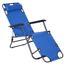 Outsunny Metal Frame 2 In 1  Sun Lounger Chair w/ Pillow Blue