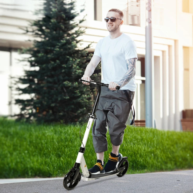 HOMCOM Folding Kick Scooter with Brakes - White