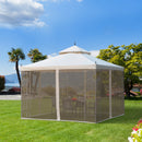 Outsunny 3 x 3(m) Garden Gazebo Double Top Gazebo Canopy w/ Mesh Cream White