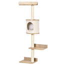 PawHut Cat Tree Cat Shelf Wall-Mounted Shelter with Condo Bed Scratching Post
