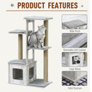 PawHut Cats 5-Tier Jute Rope Scratching Tree Grey