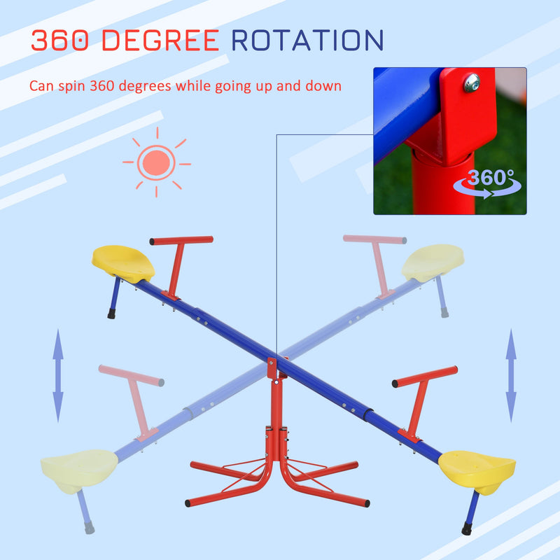 Outsunny Kids Seesaw Metal frame 3-8yrs - 360 degree swivel