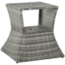 Outsunny Rattan Wicker Tea Coffee Table W/ Umbrella Hole And Storage Space Grey
