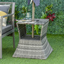 Outsunny Rattan Wicker Tea Coffee Table W/ Umbrella Hole And Storage Space Grey