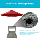 Outsunny Rattan Wicker Tea Coffee Table W/ Umbrella Hole And Storage Space Grey