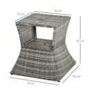 Outsunny Rattan Wicker Tea Coffee Table W/ Umbrella Hole And Storage Space Grey