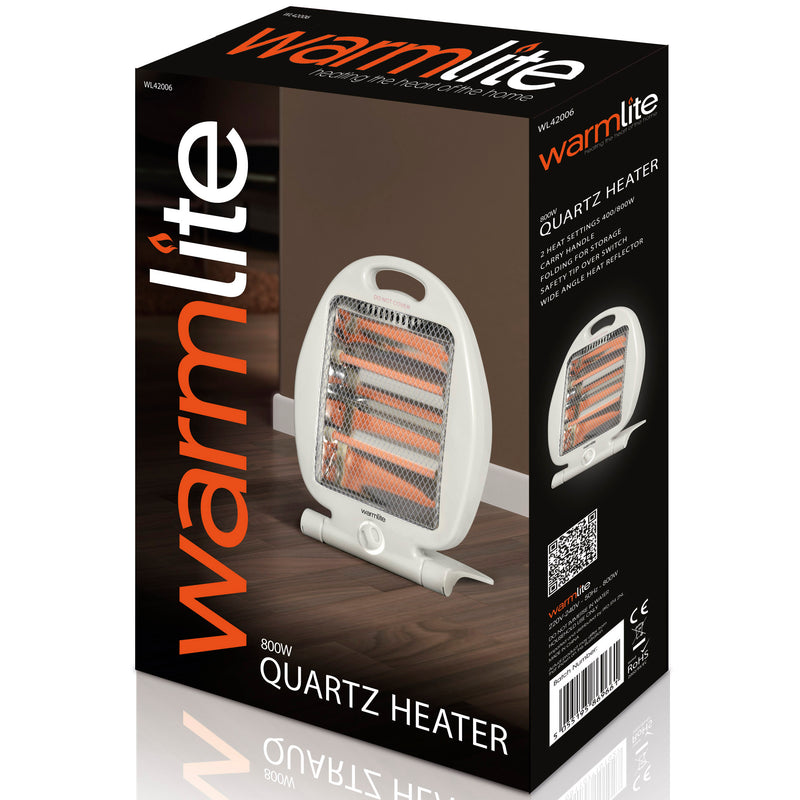 Warmlite 800W Folding Quartz Heater - White