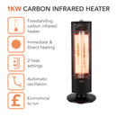 Warmlite Carbon Heater with Oscillation Black 1KW