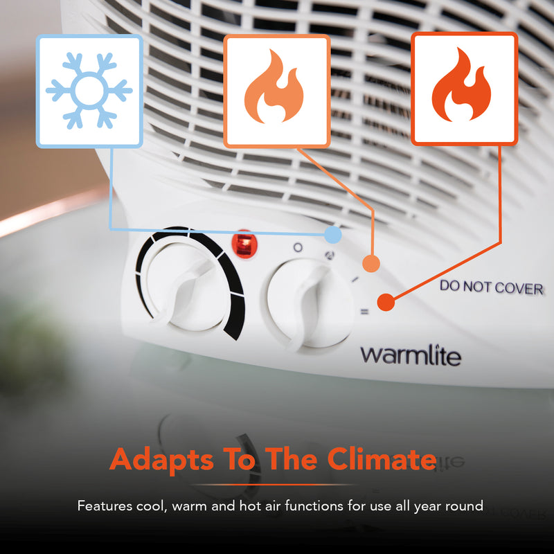 Warmlite 2000W Upright Fan Heater - White