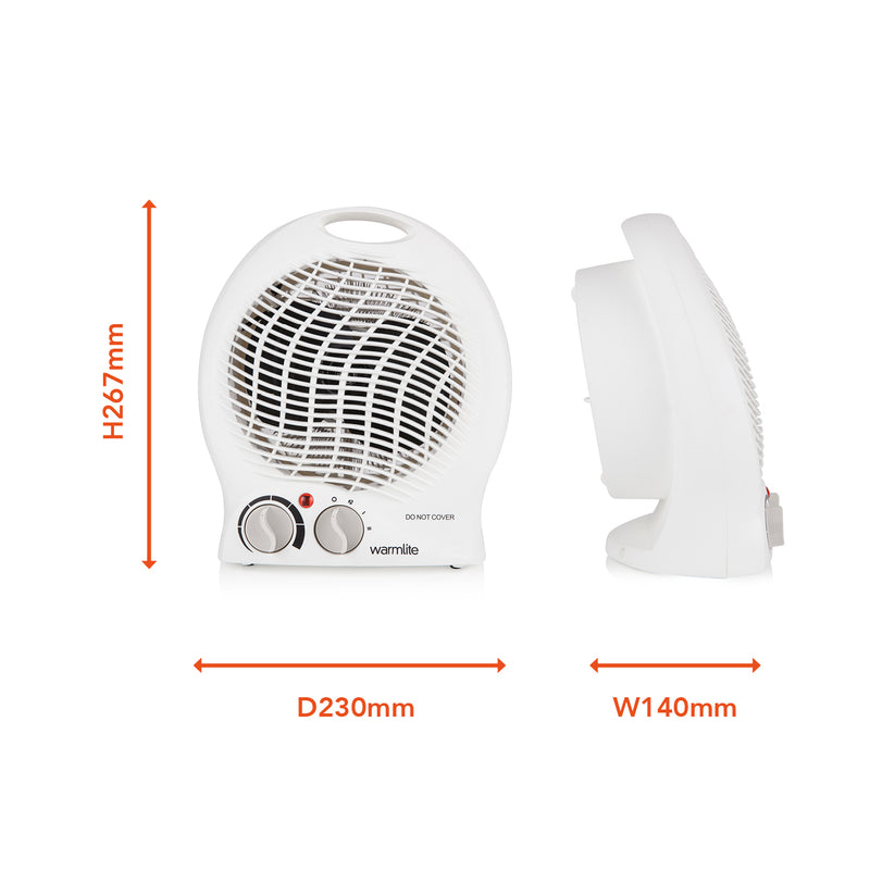Warmlite 2000W Upright Fan Heater - White