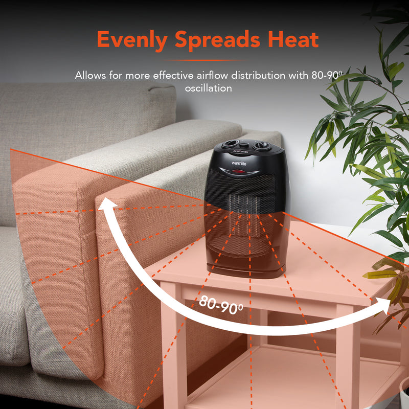 Warmlite 1500W Ceramic Fan Heater - Black