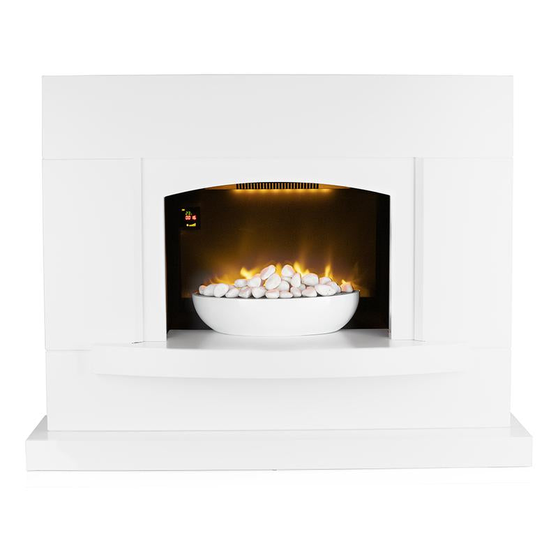 Warmlite Oxford 1.8KW Pebble Fireplace Suite White