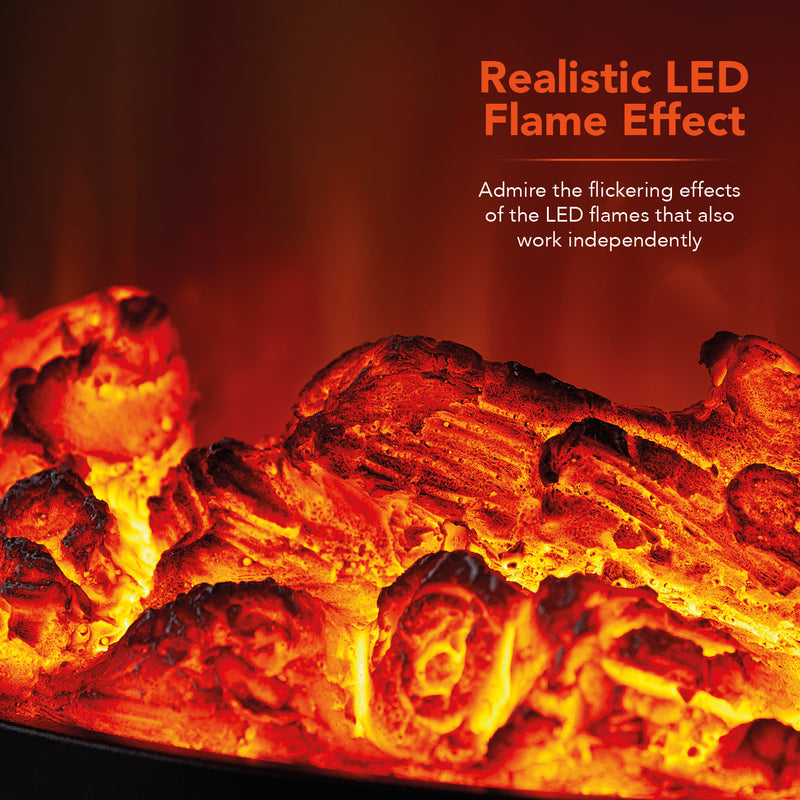 Warmlite Freestanding Electric Log Effect Stove Fire 1800W