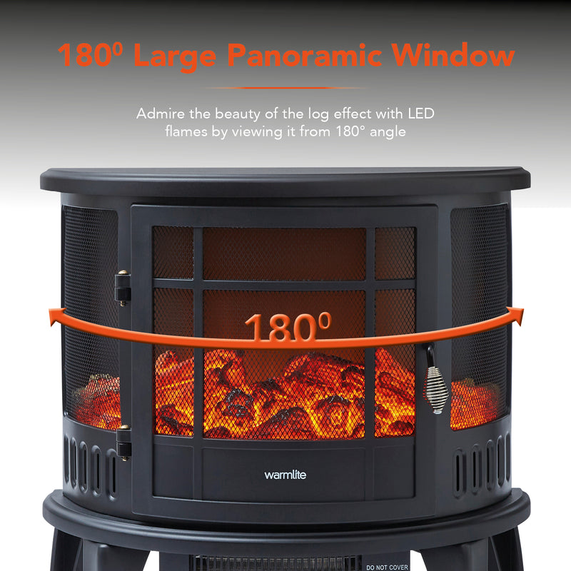 Warmlite Freestanding Electric Log Effect Stove Fire 1800W