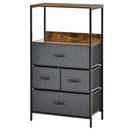 HOMCOM Fabric Chest of Drawers Storage Unit 58x29x103cm - Black