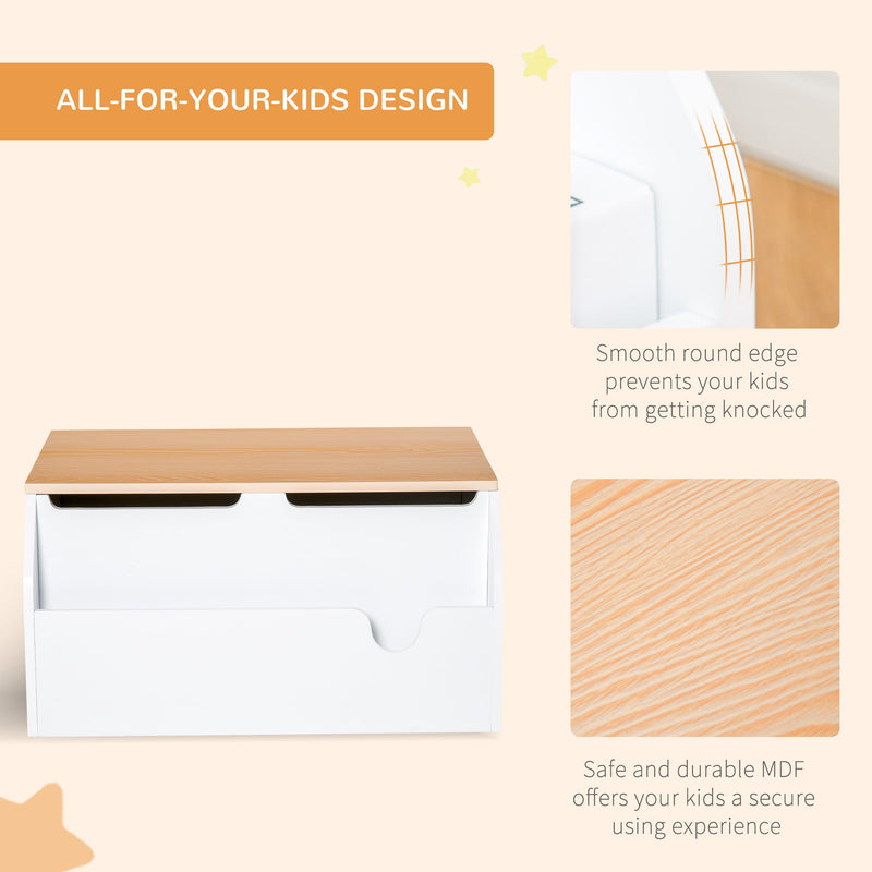HOMCOM Kids Toy Storage Box, with Gas Hinge – White & Brown