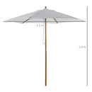 Outsunny 2.5m Wood Garden Parasol Sun Shade Patio Outdoor Wooden Umbrella Canopy
