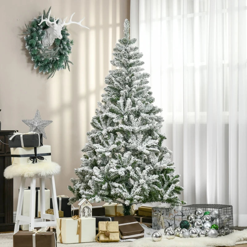 HOMCOM Christmas Tree Snow Flocked 6'