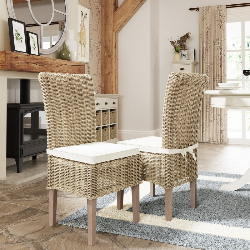 Hatton Wicker Kooboo Grey Pair of Wicker Chair with Cushion 46 x 60 x 105 cm