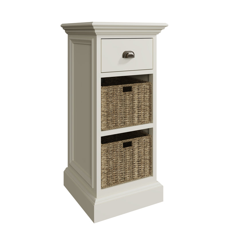 Hatton Antique White  Storage Unit 1 Drawer 2 Basket 35 x 35 x 75 cm