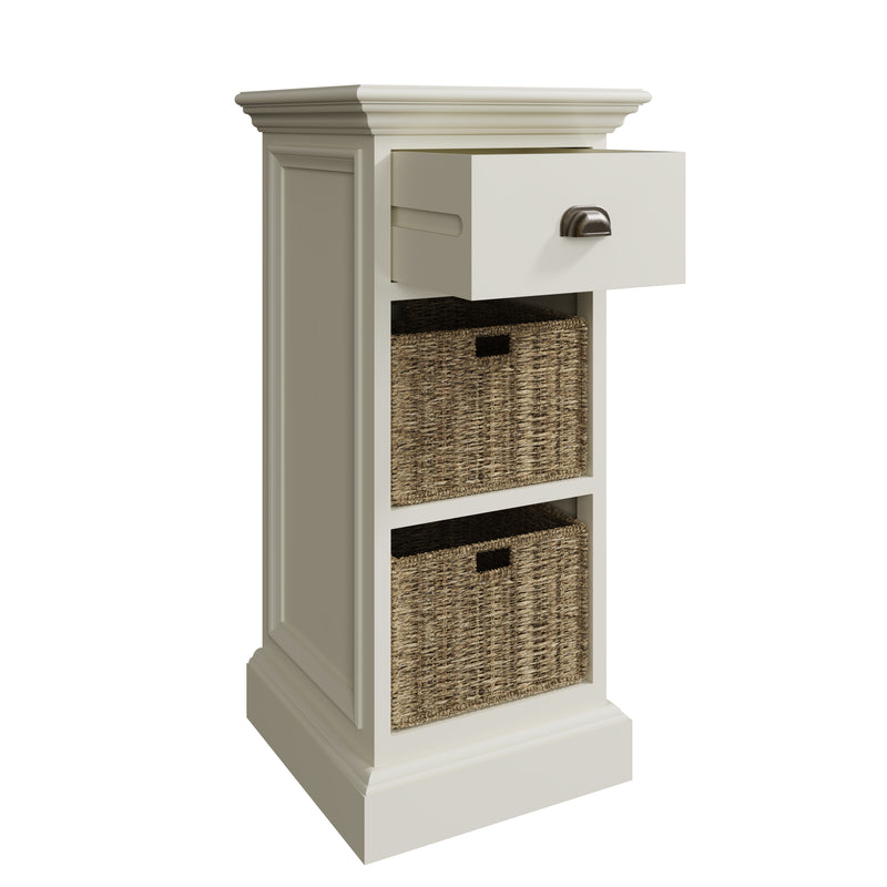 Hatton Antique White  Storage Unit 1 Drawer 2 Basket 35 x 35 x 75 cm