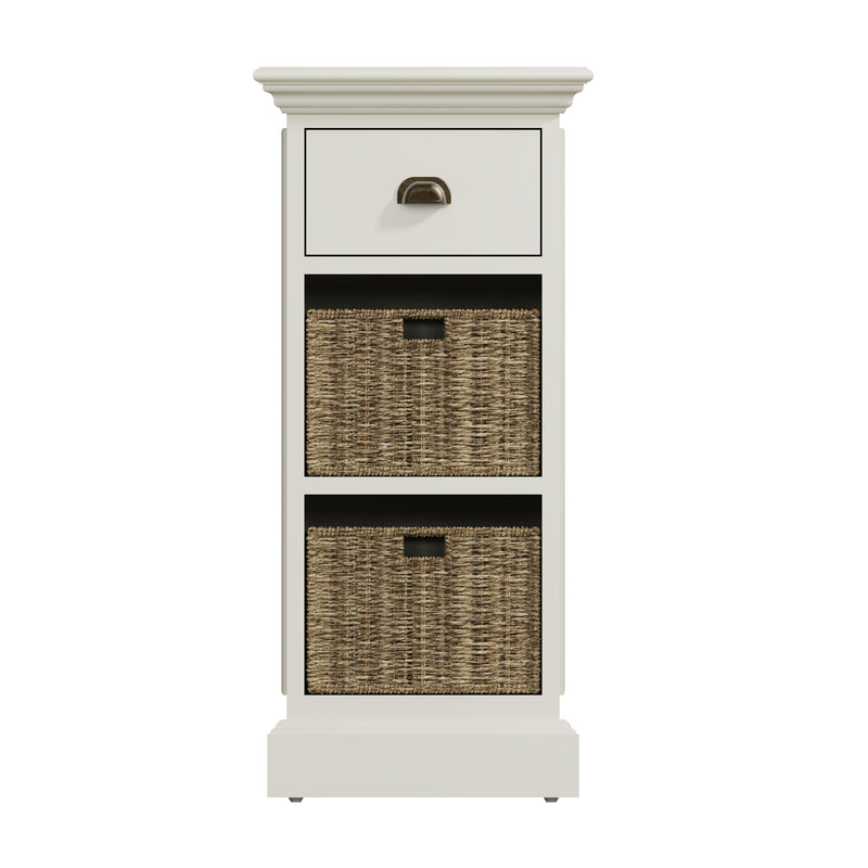 Hatton Antique White  Storage Unit 1 Drawer 2 Basket 35 x 35 x 75 cm