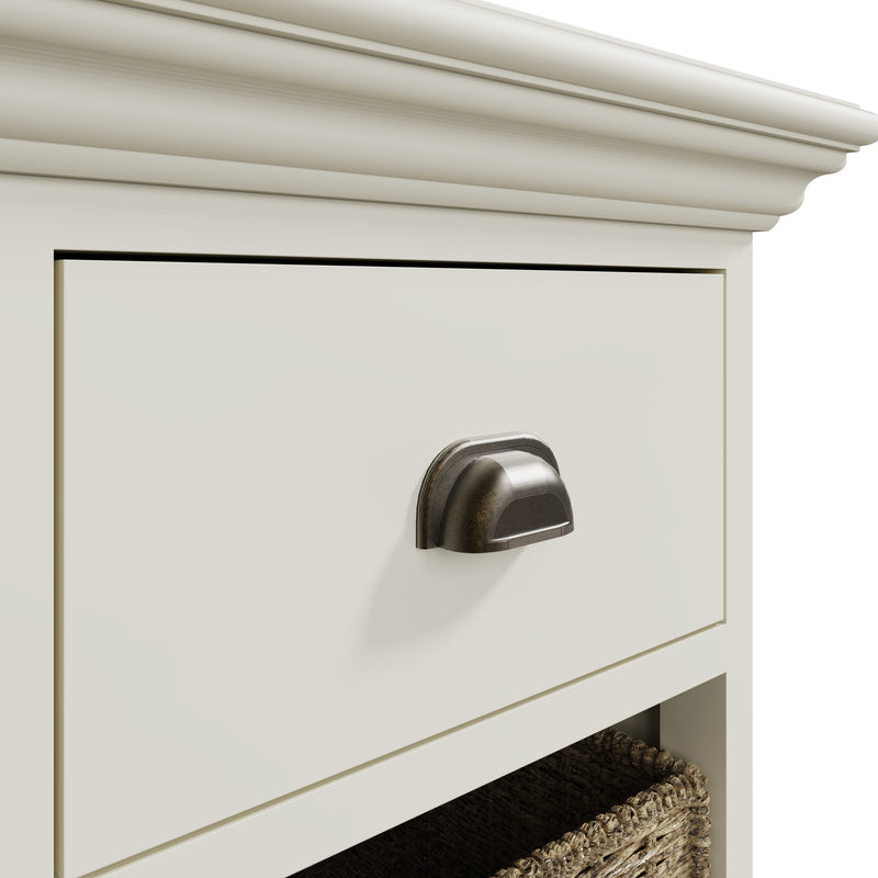 Hatton Antique White  Storage Unit 1 Drawer 2 Basket 35 x 35 x 75 cm