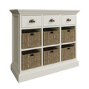 Hatton Antique White  Storage Unit 3 Drawer 6 Basket 85 x 35 x 75 cm