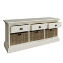 Hatton Antique White  Storage Unit 3 Drawer 3 Basket 116 x 35 x 50 cm