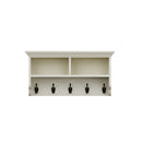 Hatton Antique White  Wall Coat Rack Unit 2 Hole 5 Coat Hook 80 x 25 x 40 cm