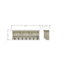 Hatton Antique White  Wall Coat Rack Unit 3 Hole 7 Coat Hook 116 x 25 x 40 cm