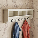 Hatton Antique White  Wall Coat Rack Unit 3 Hole 7 Coat Hook 116 x 25 x 40 cm