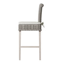 Hatton Wicker White Wash Wicker Bar Stool with Cushion 42 x 45 x 115 cm