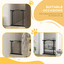 PawHut 74-80cm Adjustable Metal Pet Gate Safety Barrier w/ Auto-Close Black