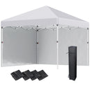 Outsunny 3x3 (M) Pop Up Gazebo Party Tent w/ 2 Sidewalls, Weight Bags, White