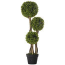 HOMCOM Potted Artificial Plants Boxwood Ball Topiary Trees Indoor Outdoor, 90cm