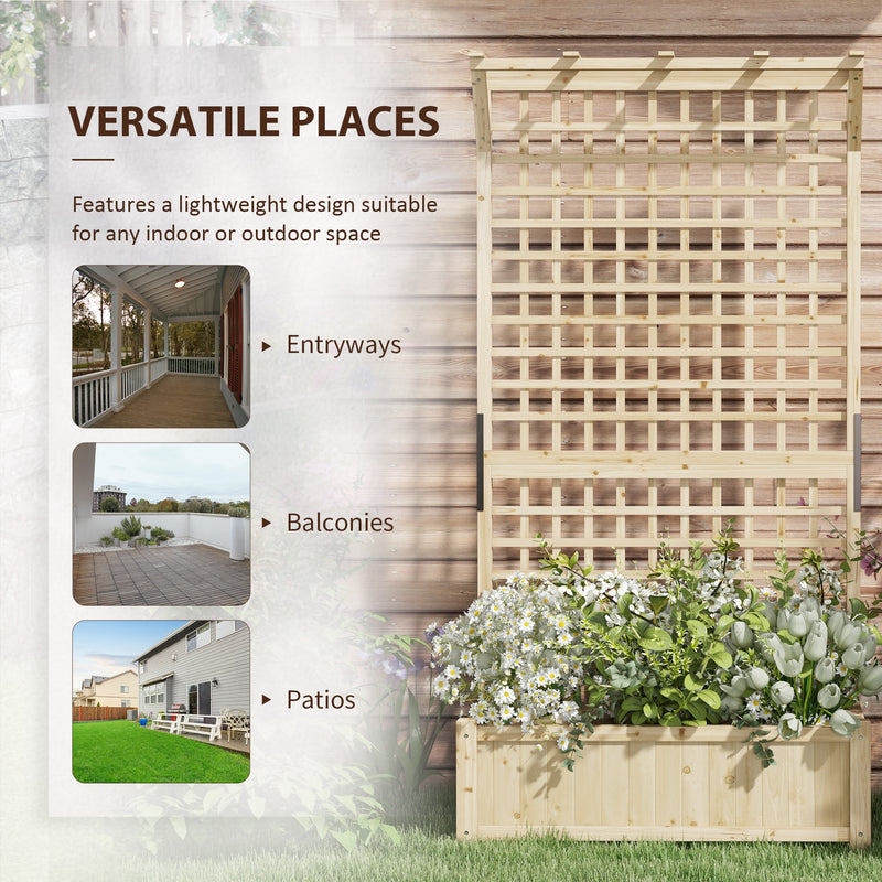 Outsunny Wood Planter with Trellis for Climbing Plants Vines Planter Box Natural