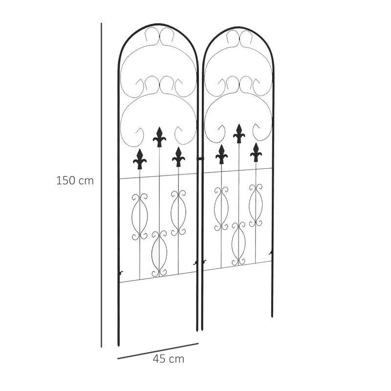 Outsunny Set of 2 Metal Trellis for Climbing Plants, Scrolls Design