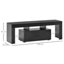 HOMCOM TV Stand High Gloss with LEDs 130cm - Black
