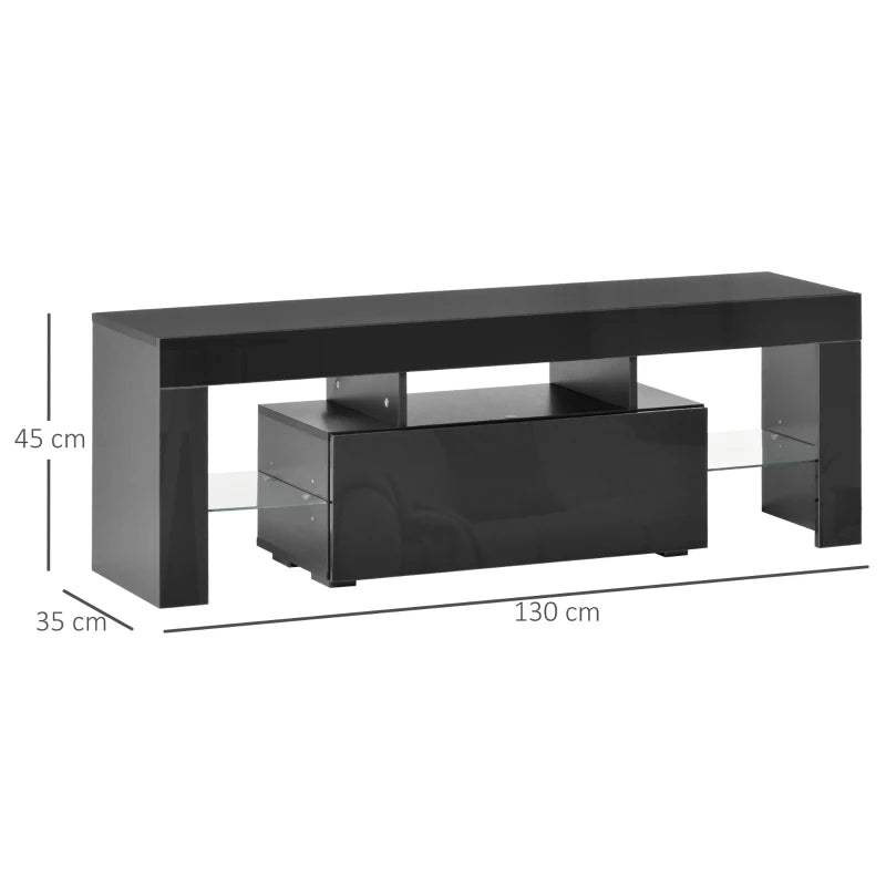 HOMCOM TV Stand High Gloss with LEDs 130cm - Black