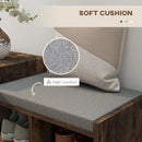 HOMCOM Upholstered Entryway Shoe Bench with Storage Drawer Open Shelf Brown